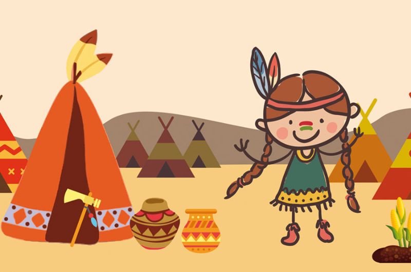  - Kinderbordüre - selbstklebend | Indianer Kinder - 15 cm Höhe | Vlies Bordüre mit Kinder, Pferde, Tipis, Kakteen, Grand Canyon