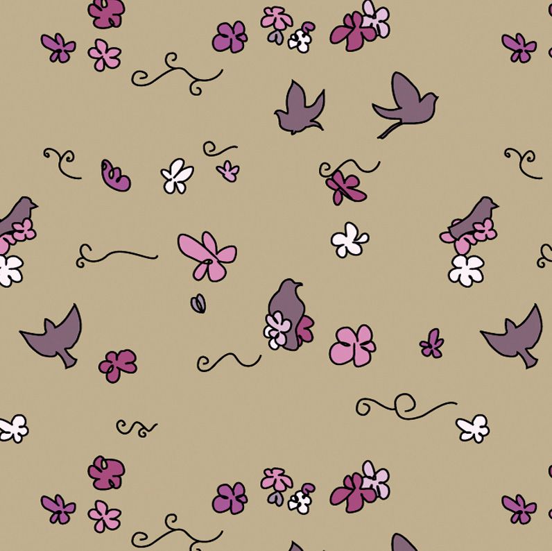  - Wandbordüre - selbstklebend | Millefleurs Blüten und Vögel - 12 cm Höhe | Vlies Bordüre mit zarten Blüten und kleinen Tauben