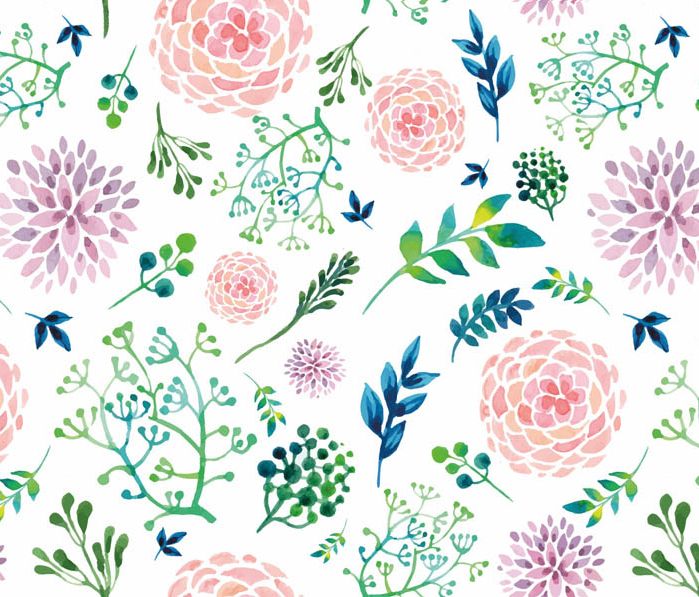  - Wandbordüre Blüten Dolden - Watercolor - 20 cm Höhe | Vlies Bordüre mit romantischen Blüten, Dolden und Blättern