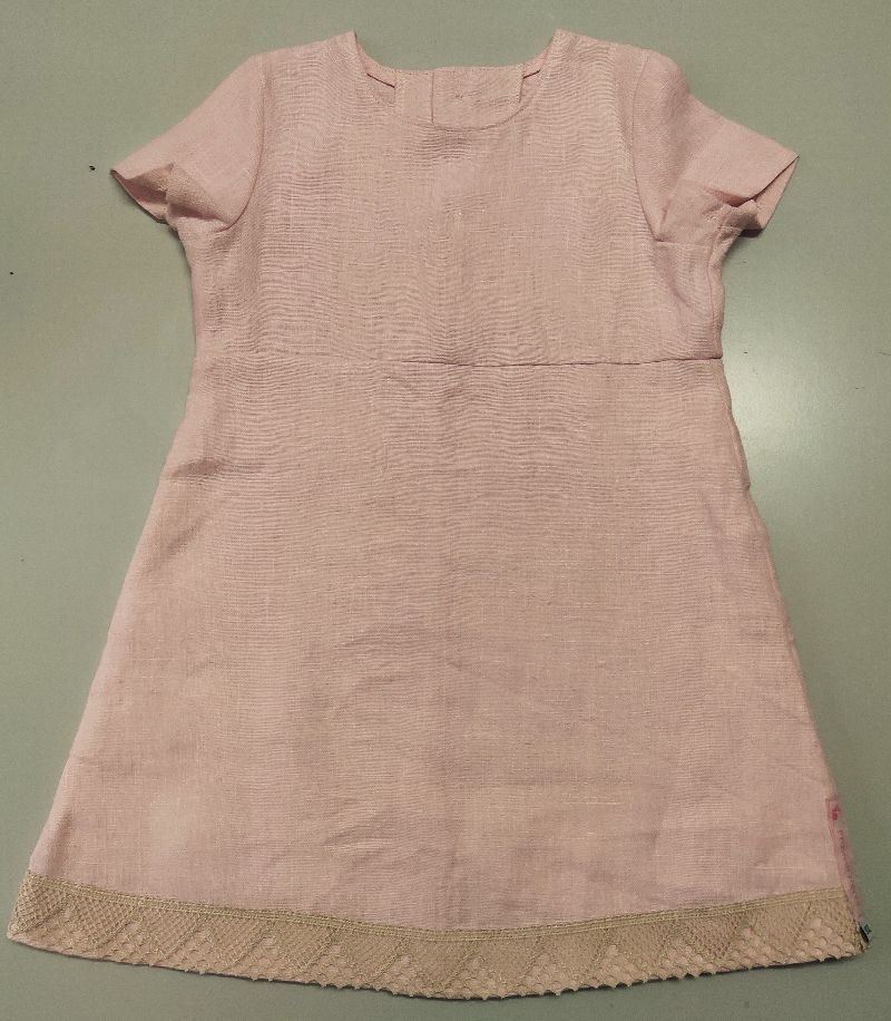  - Kinderkleid Leinen Spitze rosa zartrosa Sommerkleid Größe 92