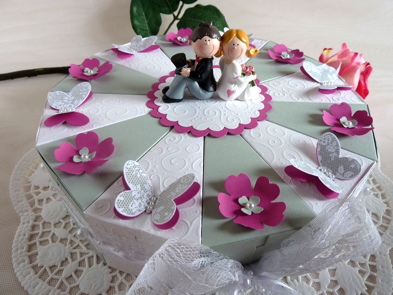  - ♥Große Schachteltorte zur Hochzeit/Geldgeschenk in grau/weiß/pink♥ *von IdeenOase*