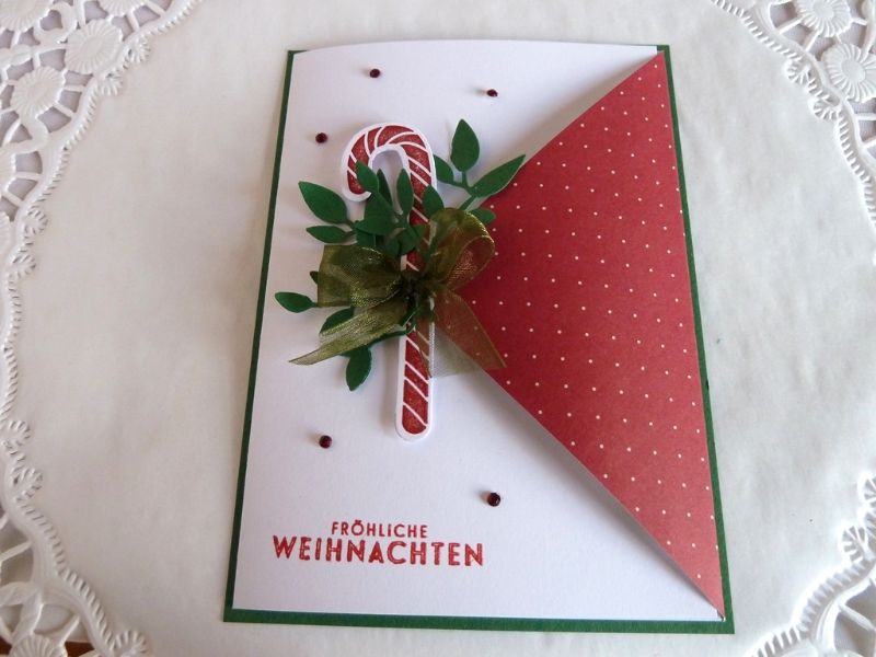  - Weihnachtskarte, Klappkarte in weiß/rot/grün