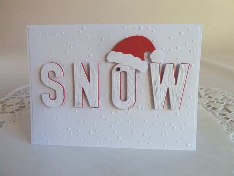  - Weihnachtskarte, Klappkarte in weiß/rot mit Nikolausmütze