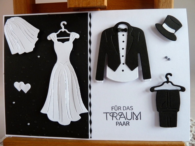  -  Glückwunschkarte zur Hochzeit in schwarz/weiß 