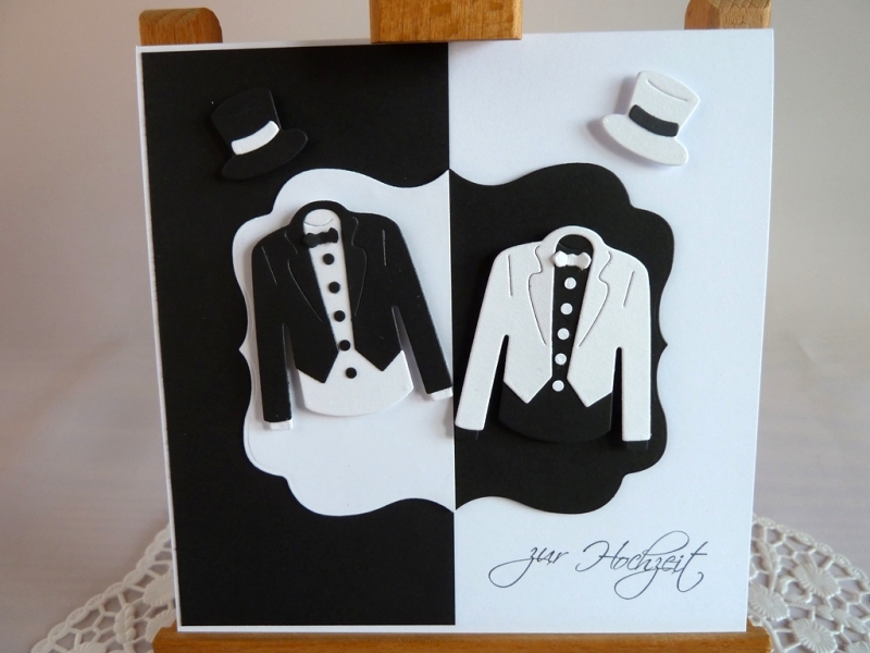  - Edle Hochzeitskarte in schwarz/weiß/Männerhochzeit/quadratisch/Weddings/