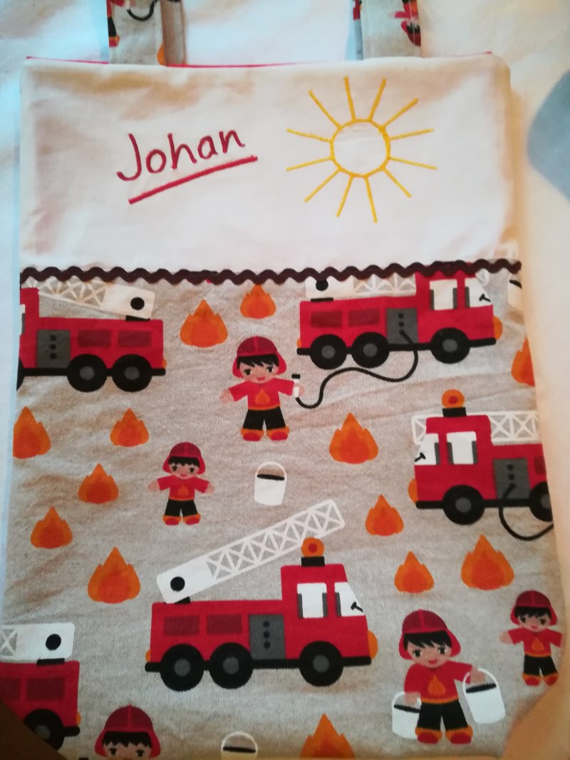  - Kita-Tasche mit Namen, Kindergarten Beutel      Feuerwehr    