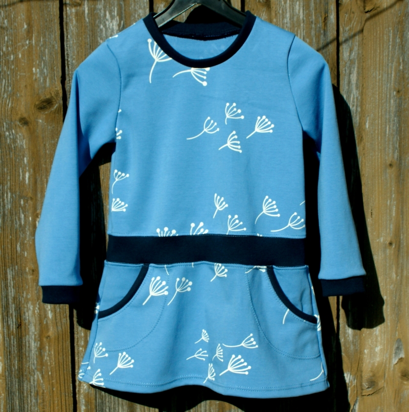  - Kinderkleid PUSTEBLUME hellblau Gr.104 Mädchen Baumwolle Interlock Ökotex