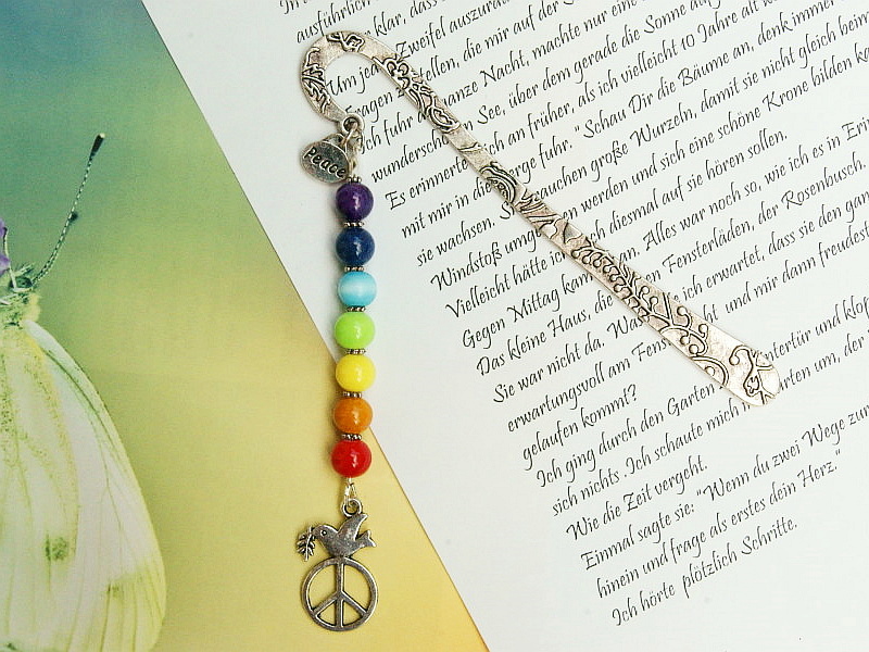  - Lesezeichen Frieden Peace Friedenstaube Regenbogenfarben bunt