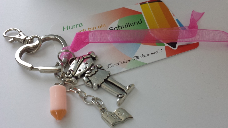  - Einschulungsgeschenk Schlüsselanhänger Farbstift Glücksbringer 1.Schultag Geschenkset Mädchen 
