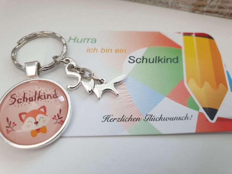  - Einschulungsgeschenk Mädchen personalisierbar Fuchs Schlüsselanhänger Glücksbringer 1.Schultag Geschenk Schulanfang Schulstart  