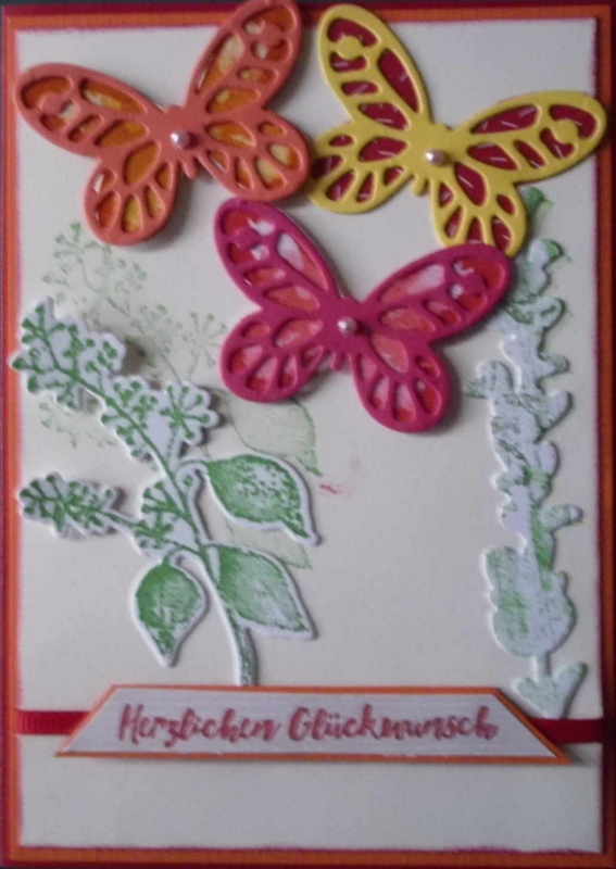  - Handgemachte, sehr aufwendig gestaltete, Schmetterlingskarte zum Geburtstag