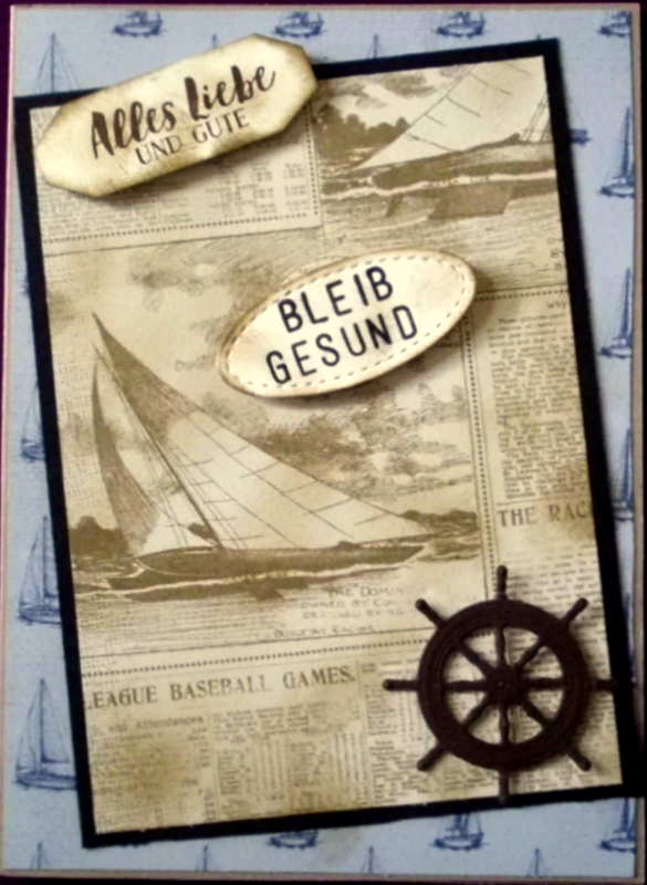  - Handgemachte Karte im maritimen Vintagestil mit dem aktuellenSpruch 