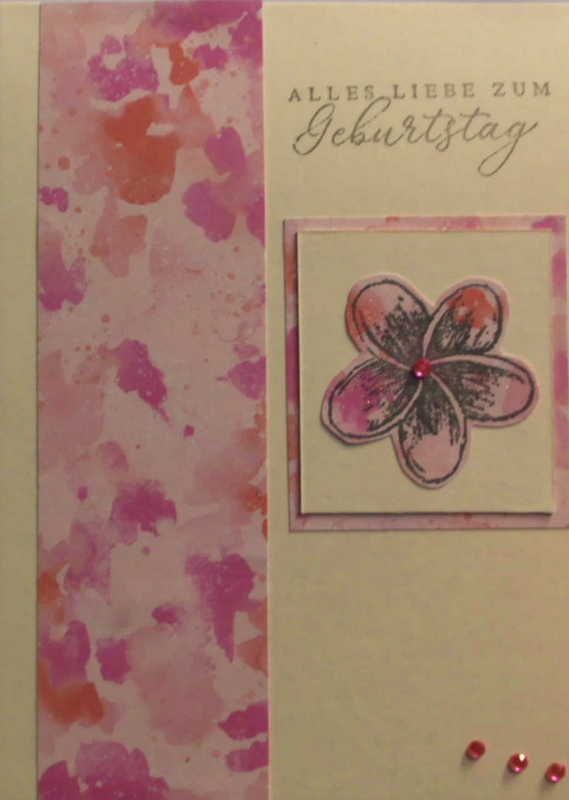  - Selbstgestaltete, Karte zum Geburtstag in pink mit einer Blüte