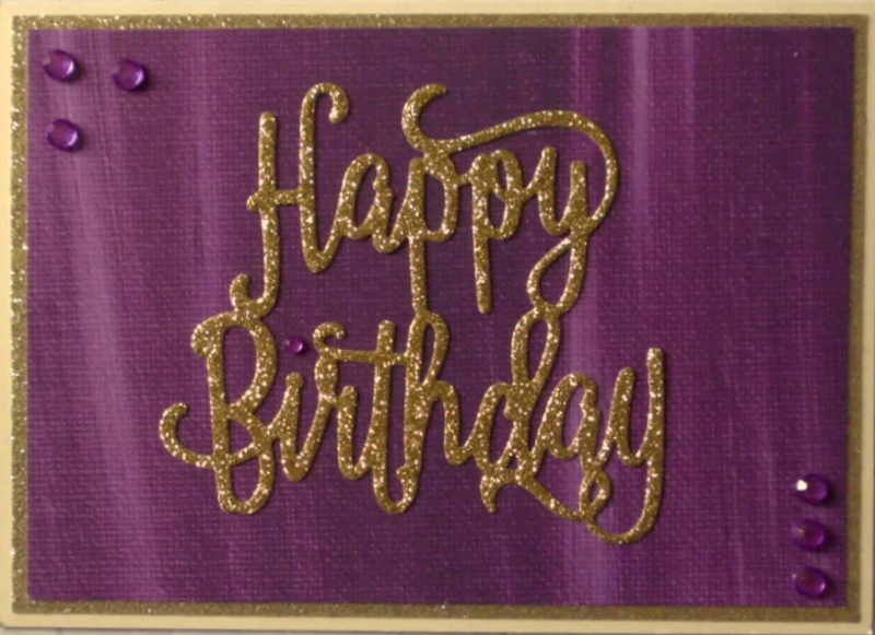  - Selbstgestaltete Glückwunschkarte zum Geburtstag in lila und gold 