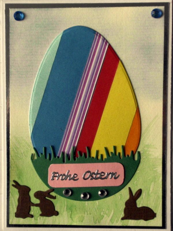  - Selbstgestaltete Karte zu Ostern mit einem bunten Ei