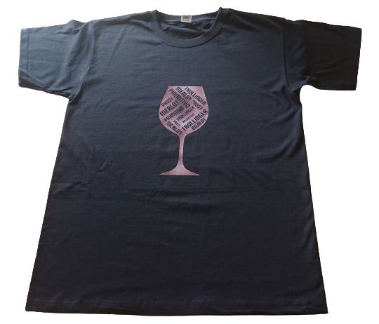  - Baumwoll Damen T-Shirt in schwarz mit Weinglas aus Design Flex Folie veredelt 