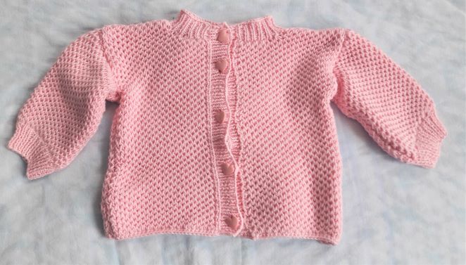  - Babystrickjacke in Größe  62 - 68  in rosa handgestrickt Baumwolle  für Mädchen  