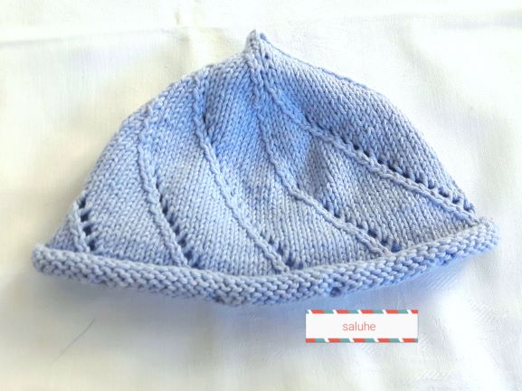  - Babymütze, Strickmütze handgestrickt in hellblau für Neugeborene KU 48-52 cm 