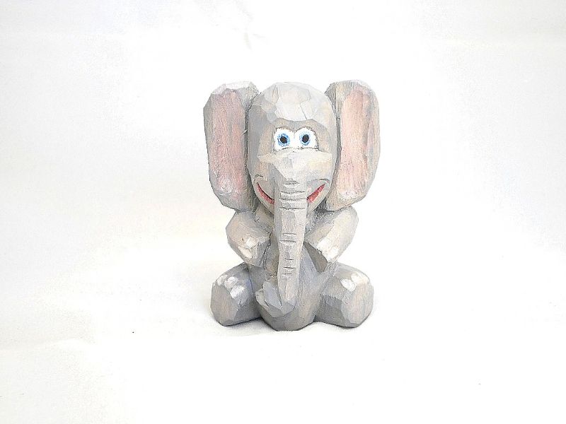  - Elefant, hand geschnitzt und bemalt aus Lindenholz