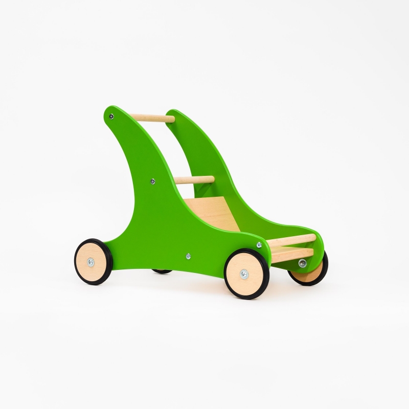  - Lauflernwagen Sharky Grün aus Holz mit Bremssystem 