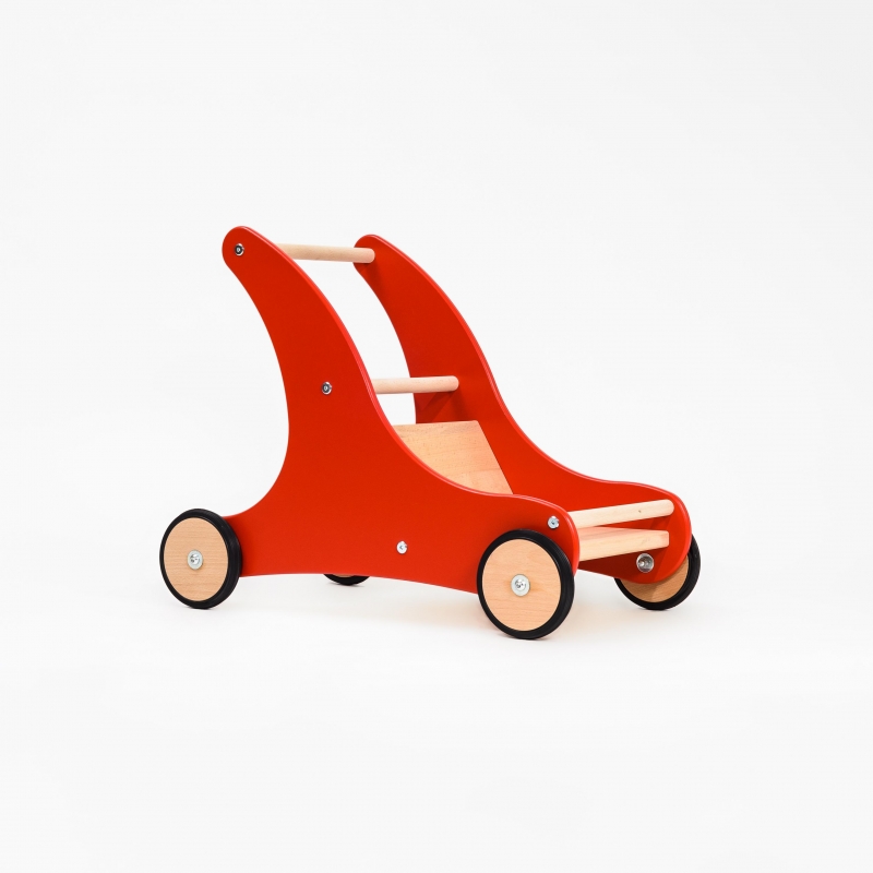  - Lauflernwagen Sharky Rot aus Holz mit Bremssystem