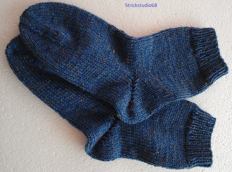  - Dicke Socken- handgestrickt- Gr. 40/41  Jeans-Tweed  und blau
