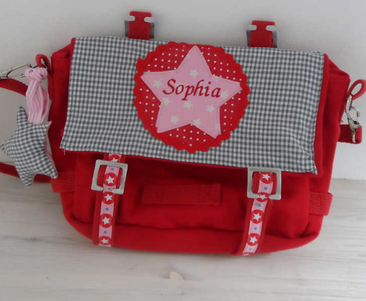  - Handgefertigte Kindergartentasche mit Stern und Namen 
