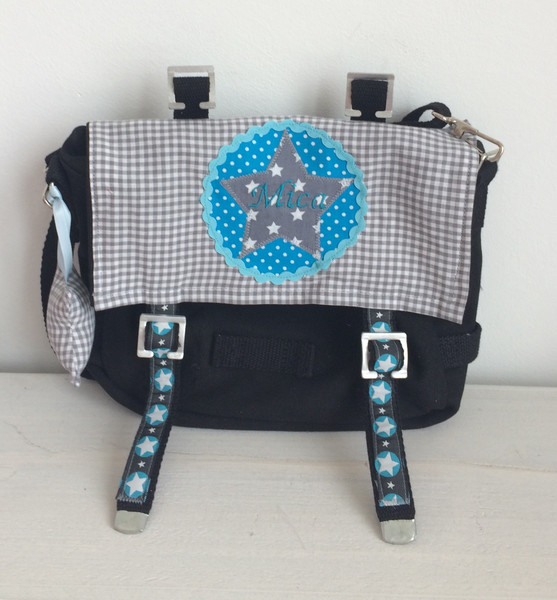 - Handgefertigte Kindergartentasche mit Stern und Namen  