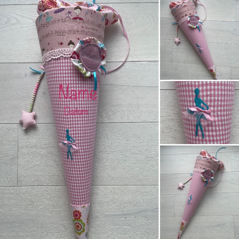  - Handgefertigte Schultüte mit Ballerina und Namen ★ Einzelstück 