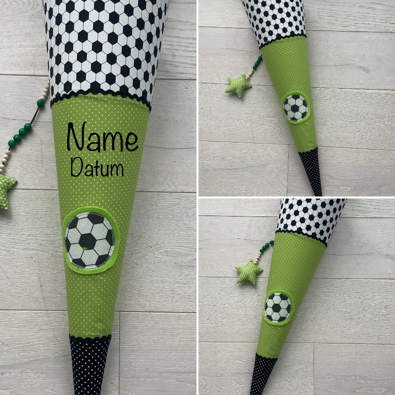  - Handgefertigte Schultüte mit Fußball und Namen    