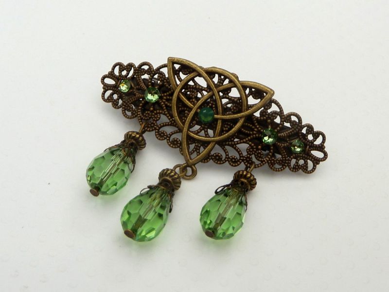  - Kleine Haarspange mit keltischen Knoten in grün bronze Irland Haarschmuck Geschenk Frau