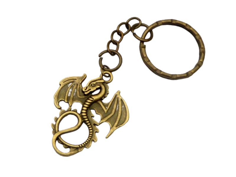  - Schlüsselanhänger mit Drachen Anhänger bronzefarben Geschenkidee für Mann und Frau kleine Geschenke für ihn