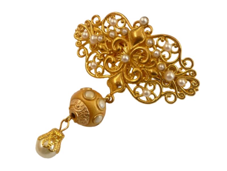  - Exklusive kleine Haarspange mit Kashmiri Perle gold weiß Braut Hochzeit festlicher Haarschmuck Geschenkidee für sie
