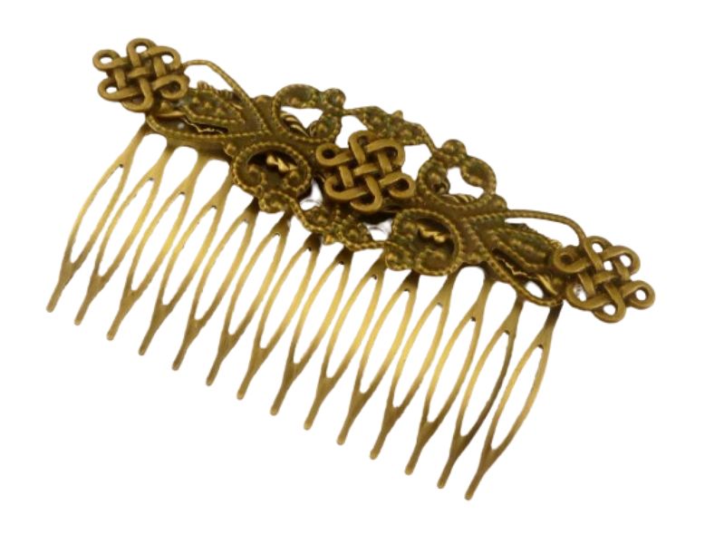  - Breiter Irland Haarkamm mit keltischen Knoten bronzefarben Haarschmuck für dickes Haar festliche Hochsteckfrisur