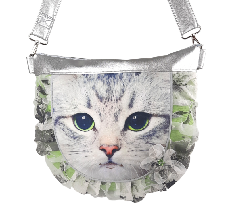  - Handtasche ♥ KITTY GREEN ♥ Umhängetasche, Katzentasche, Citytasche, Bag, Designertasche