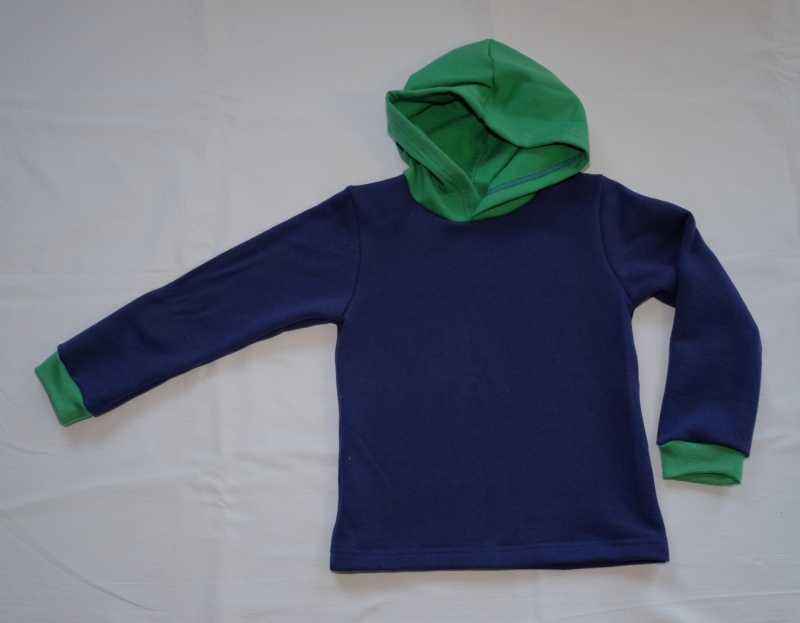  - Hoodie Gr. 110/116 Sweater Baumwolle blau-grün