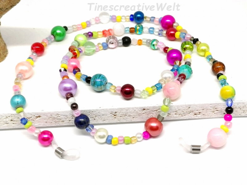  - Kunterbunte Brillenkette aus Perlen, Glasperlen, Geschenk für Frauen 