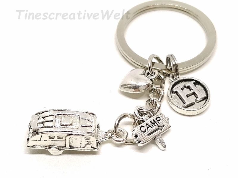  - Personalisierter Schlüsselanhänger, Wohnwagen, 3D, Herz, Glücksbringer, Autoreise, Geschenk für Frauen, Geschenk für Männer