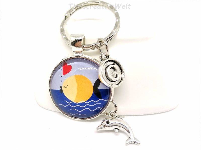  - Personalisierter Schlüsselanhänger, Fisch, Delfin, Herz, Meer, Urlaub, Geschenk