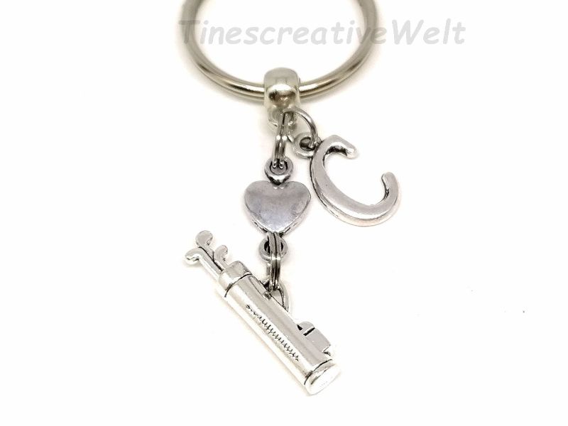  - Personalisierter Schlüsselanhänger, Golf, Glücksbringer, Herz, Geschenk Mann, Geschenk Frau