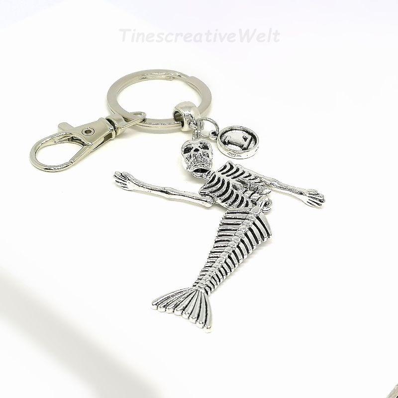 - Meerjungfrau, Skelett, personalisiert, beweglich, Taschenanhänger, Geschenk