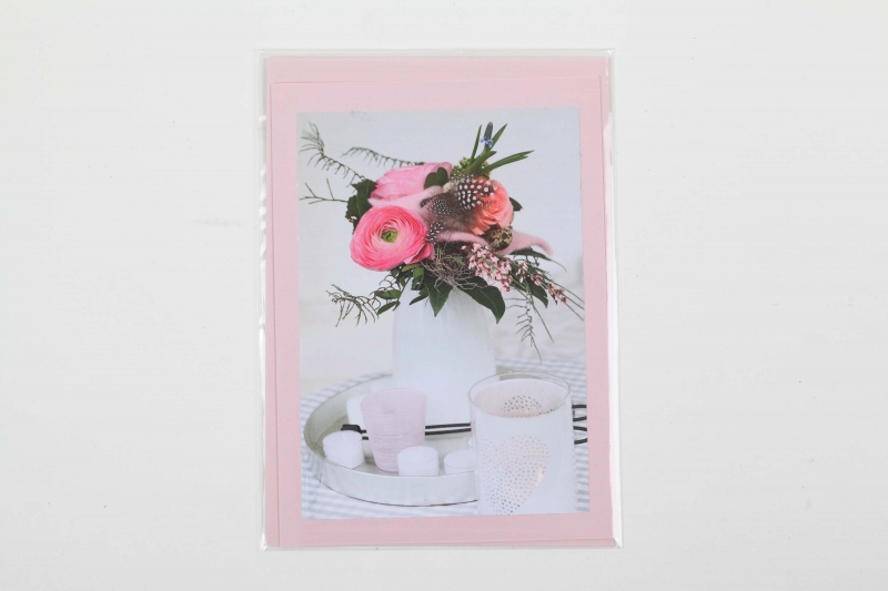  - Grußkarte, upcycled aus einem Kalender  Karte mit Blumen Klappkarte Faltkarte Blumenkarte