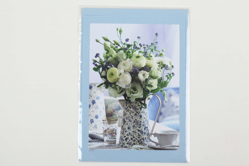  - Grußkarte, upcycled aus einem Kalender  Karte mit Blumen Klappkarte Faltkarte Blumenkarte 