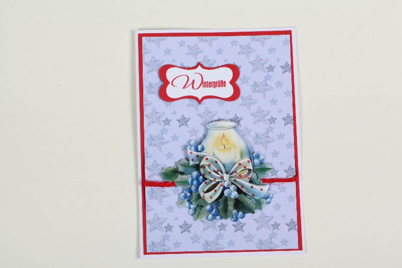  - schöne Weihnachtskarte in aufwändiger Handarbeit hergestellt mit Kerze