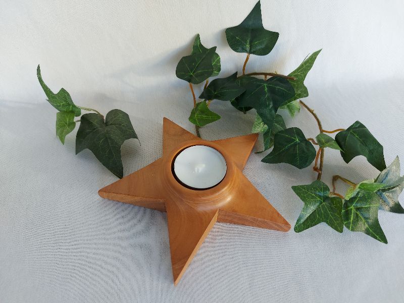  - Teelichthalter aus Holz in Sternform 14 cm kaufen