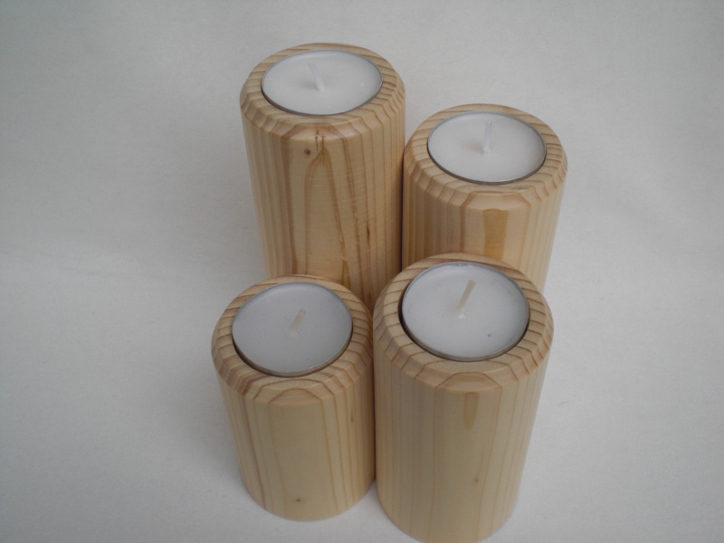  - Teelichthalter aus Holz für 4 Teelichte, für oder als Adventskranz, gedrechselt kaufen 