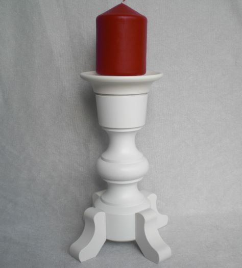  - weißer gedrechselter Kerzenständer aus Holz, Vintage-Art, ohne Kerze, Handarbeit, kaufen