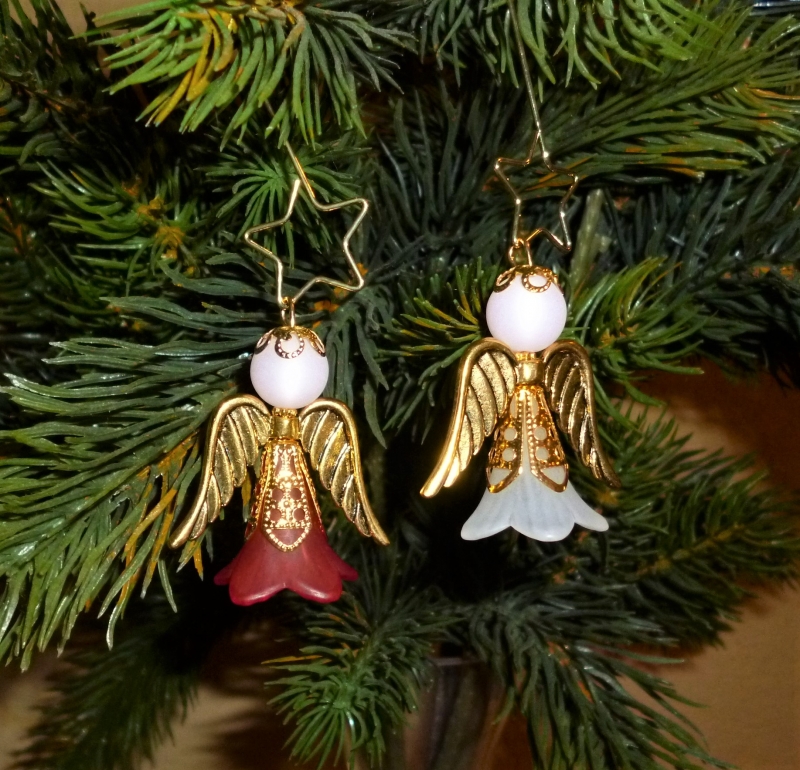  - Handgefertigter Weihnachtsschmuck *Engelchen mit Zieranhänger* in gold im 2er Set - Weihnachtsdekoration -