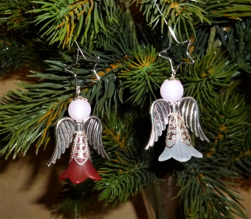  - Handgefertigter Weihnachtsschmuck *Engelchen mit Zieranhänger* in silber im 2er Set - Weihnachtsdekoration -