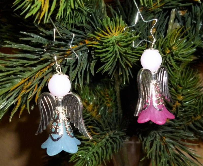  - Handgefertigter Weihnachtsschmuck *Engelchen mit Zieranhänger* in silber im 2er Set  - Weihnachtsdekoration -